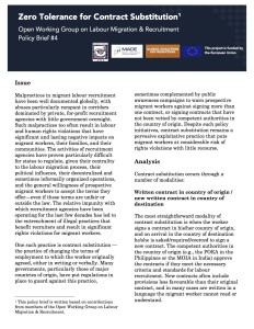 Policy Brief - Zero Tolerance for Contract Substitution